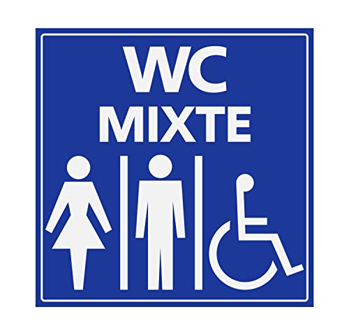 Panneau Rigide Handicapé - Personne à mobilité réduite Toilette WC Mixte 15x15cm épaisseur 3mm