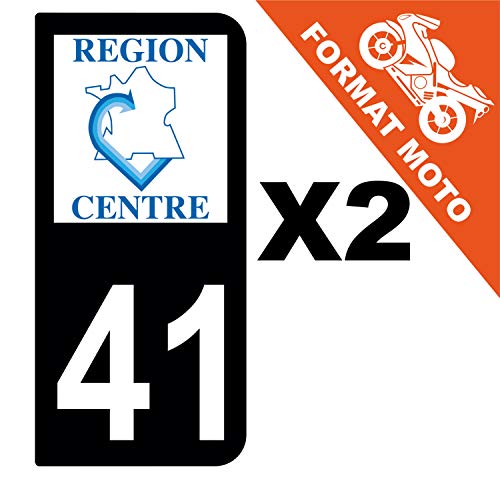 Supstick 2 Stickers Autocollants Plaques Immatriculation Moto Dept 41 Centre Noir 2 Angles Arrondis