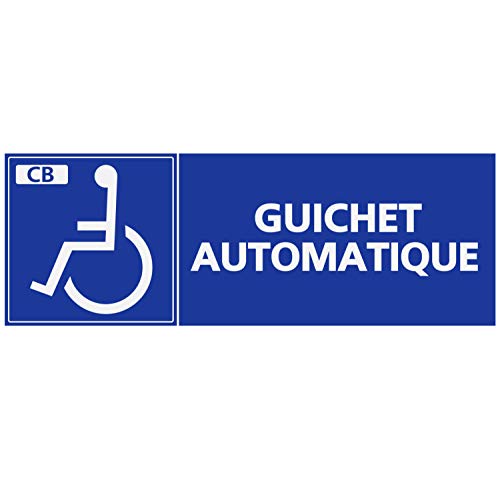 Supstick Autocollants Stickers Handicapé - Personne à mobilité réduite guichet Automatique CB Format rectangulaire 18x6cm