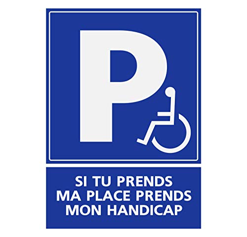 Panneau Rigide Handicapé - Personne à mobilité réduite si tu Prends ma Place, Prends Aussi Mon Handicap 9x12cm épaisseur 3mm
