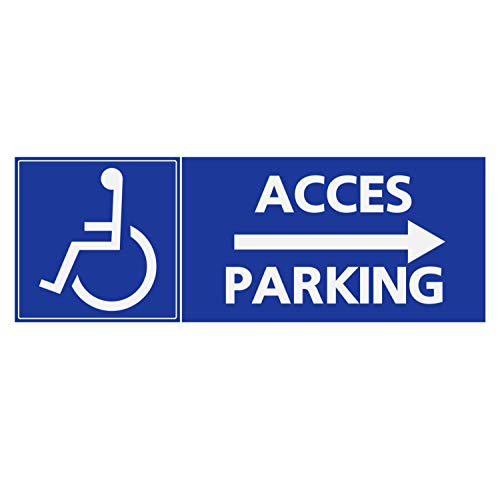Panneau Rigide Handicapé - Personne à mobilité réduite accès Parking flèche Gauche Format rectangulaire 10x30cm épaisseur 3mm