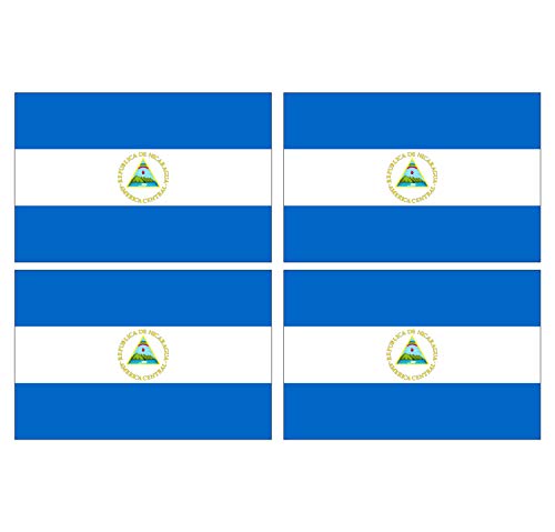 Supstick Lot de 4 Autocollants Stickers Drapeau de Pays Nation Nicaragua Format 12x8cm