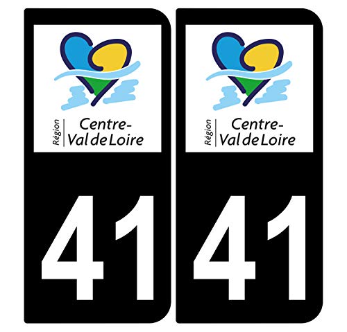 Supstick 2 Stickers Autocollants Plaques Immatriculation Auto Dept 41 Centre Val de Loire Noir Angles Arrondis