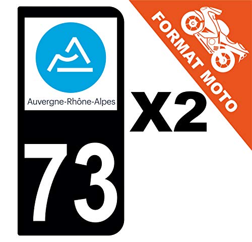 Supstick 2 Stickers Autocollants Plaques Immatriculation Moto Dept 73 Auvergne Rhône Alpes Noir 2 Angles Arrondis