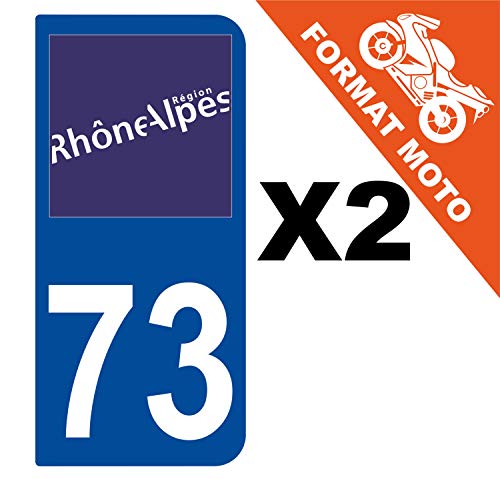 Supstick 2 Stickers Autocollants Plaques Immatriculation Moto Dept 73 Rhône Alpes Bleu Foncé 2 Angles Arrondis
