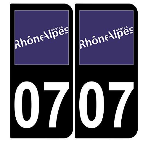 Supstick 2 Stickers Autocollants Plaques Immatriculation Auto Dept 07 Rhône Alpes Noir Angles Arrondis