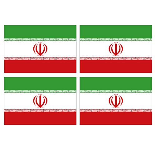 Supstick Lot de 4 Autocollants Stickers Drapeau de Pays Nation Iran Format 12x8cm
