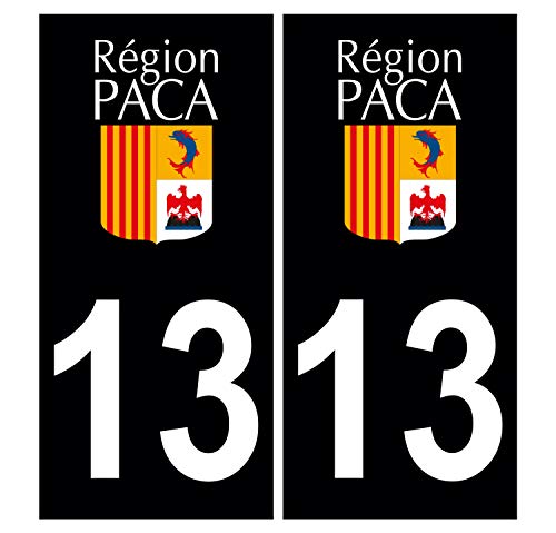 Supstick 2 Stickers Autocollants Plaques Immatriculation Auto Dept 13 Paca Noir Angles Carrés