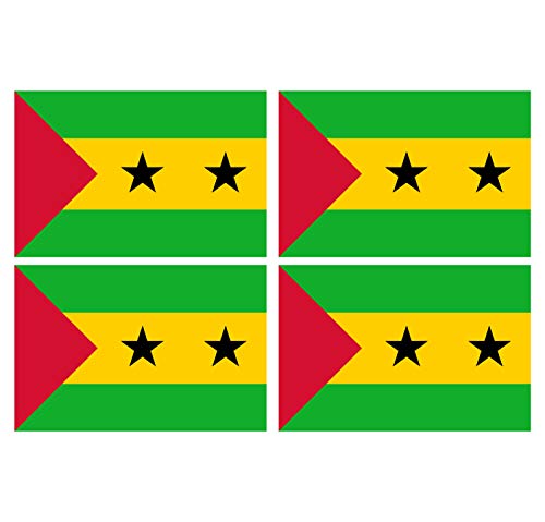 Supstick Lot de 4 Autocollants Stickers Drapeau de Pays Nation ile sao Tome Principe Format 12x8cm