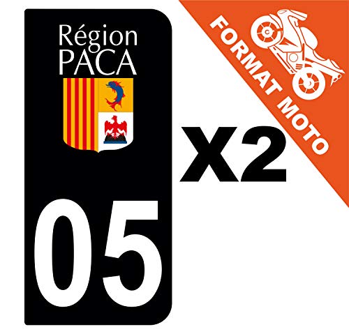 Supstick 2 Stickers Autocollants Plaques Immatriculation Moto Dept 05 Paca Noir 2 Angles Arrondis