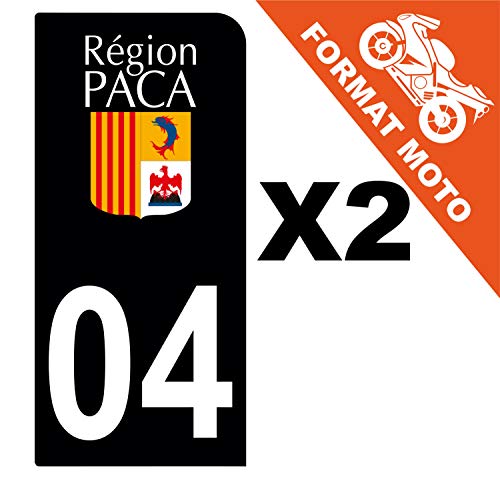 Supstick 2 Stickers Autocollants Plaques Immatriculation Moto Dept 04 Paca Noir 1 Angle Arrondi