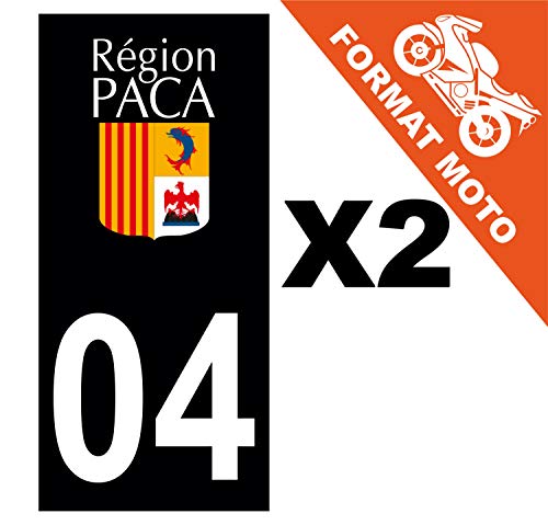 Supstick 2 Stickers Autocollants Plaques Immatriculation Moto Dept 04 Paca Noir Angles Carrés