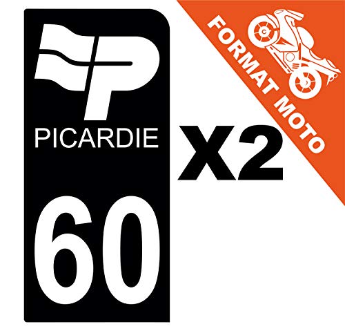 Supstick 2 Stickers Autocollants Plaques Immatriculation Moto Dept 60 Picardie Noir 1 Angle Arrondi