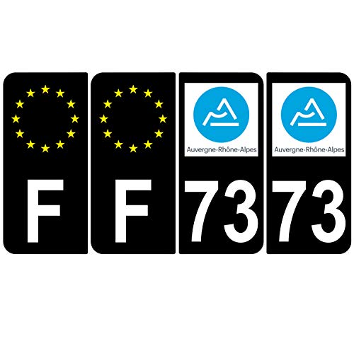Supstick 4 Stickers Autocollants Plaques Immatriculation Auto Dept 73 Auvergne Rhône Alpes Noir Angles Arrondis