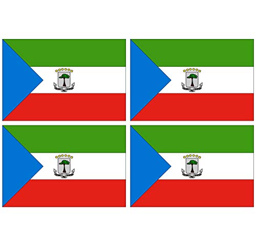 Supstick Lot de 4 Autocollants Stickers Drapeau de Pays Nation guinée equatorienne Format 6x4cm