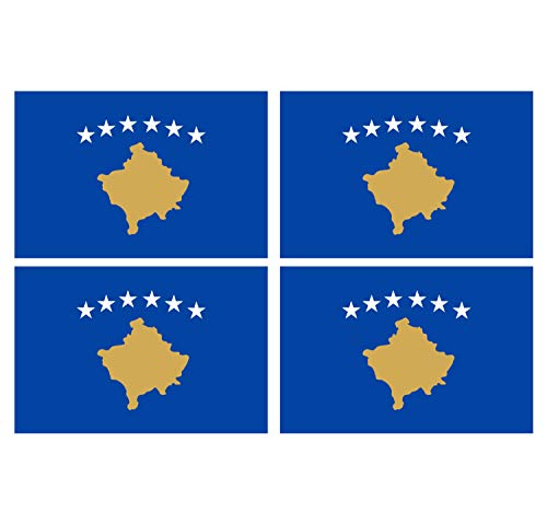 Supstick Lot de 4 Autocollants Stickers Drapeau de Pays Nation Kosovo Format 6x4cm