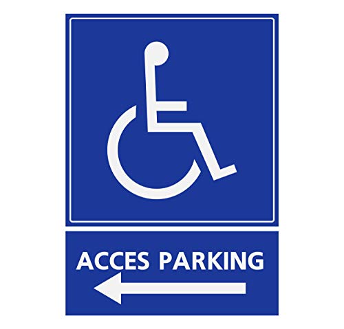 Supstick Autocollants Stickers Handicapé - Personne à mobilité réduite accès Parking flèche Gauche 15x20cm