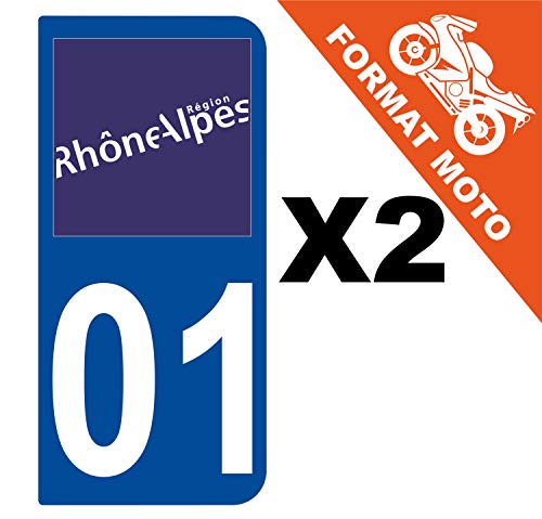 Supstick 2 Stickers Autocollants Plaques Immatriculation Moto Dept 01 Rhône Alpes Bleu Foncé 2 Angles Arrondis