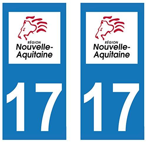 supstick 2 STICKERS AUTOCOLLANT PLAQUE IMMATRICULATION DEPT 17 Nouvelle-Aquitaine format rectangulaire - supstick.fr