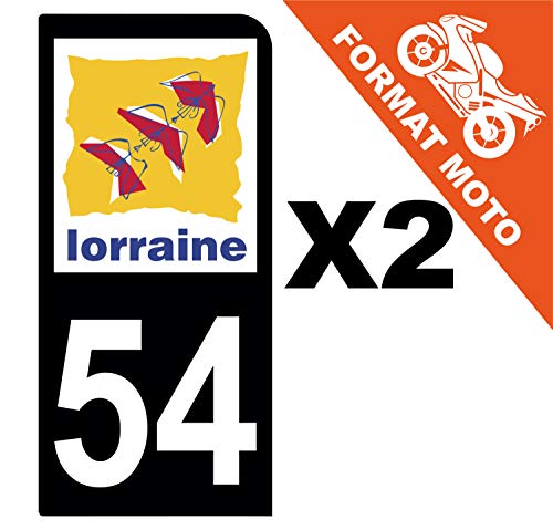 Supstick 2 Stickers Autocollants Plaques Immatriculation Moto Dept 54 Lorraine Noir 1 Angle Arrondi