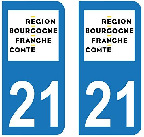 supstick 2 STICKERS AUTOCOLLANT PLAQUE IMMATRICULATION DEPT 21 region Bourgogne-Franche-Comté - supstick.fr