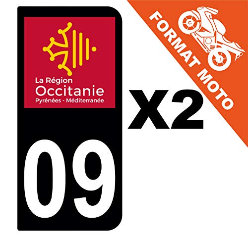 Supstick 2 Stickers Autocollants Plaques Immatriculation Moto Dept 09 Occitanie Noir 2 Angles Arrondis