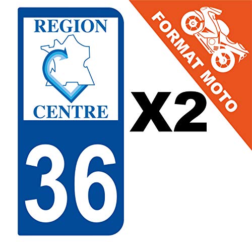 Supstick 2 Stickers Autocollants Plaques Immatriculation Moto Dept 36 Centre Bleu Foncé 2 Angles Arrondis