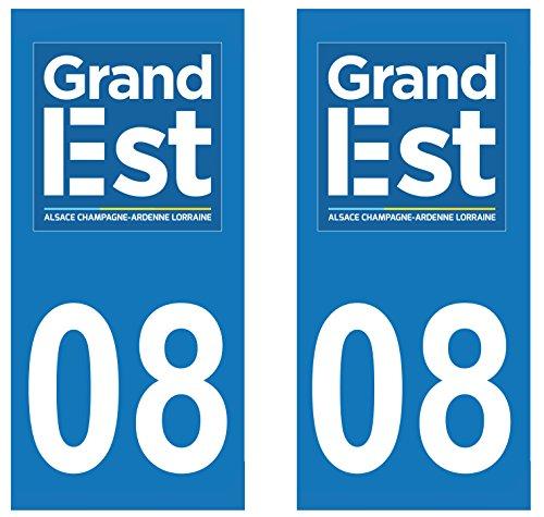 supstick 2 STICKERS AUTOCOLLANT PLAQUE IMMATRICULATION DEPT 08 region Grand Est format rectangulaire - supstick.fr