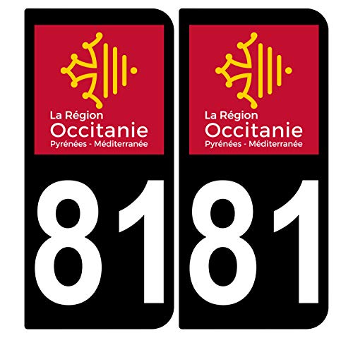 Supstick 2 Stickers Autocollants Plaques Immatriculation Auto Dept 81 Occitanie Noir Angles Arrondis