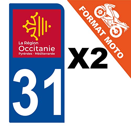 Supstick 2 Stickers Autocollants Plaques Immatriculation Moto Dept 31 Occitanie Bleu Foncé 1 Angle Arrondi
