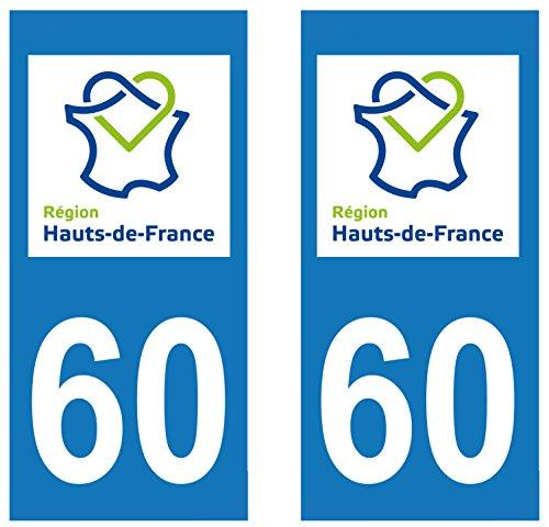 supstick 2 STICKERS AUTOCOLLANT PLAQUE IMMATRICULATION DEPT 60 Hauts de France format rectangulaire - supstick.fr
