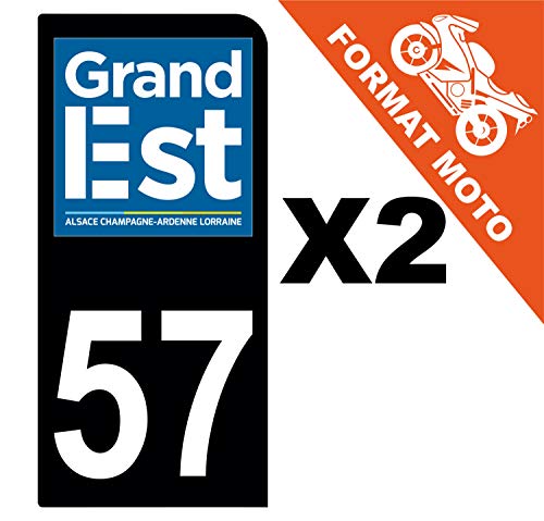 Supstick 2 Stickers Autocollants Plaques Immatriculation Moto Dept 57 Grand Est Noir 1 Angle Arrondi