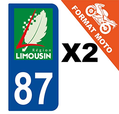 Supstick 2 Stickers Autocollants Plaques Immatriculation Moto Dept 87 Limousin Bleu Foncé 2 Angles Arrondis