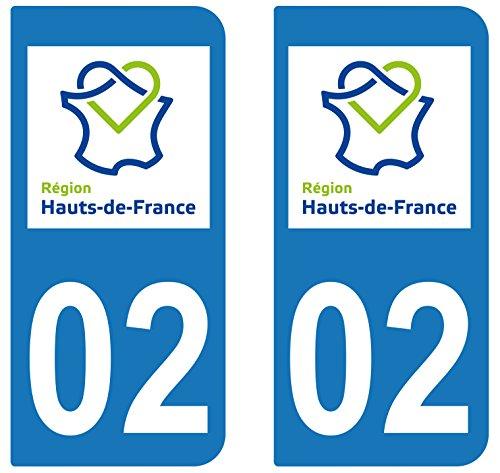 supstick 2 STICKERS AUTOCOLLANT PLAQUE IMMATRICULATION DEPT 02 Hauts de France - supstick.fr