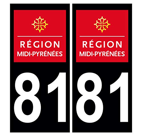 Supstick 2 Stickers Autocollants Plaques Immatriculation Auto Dept 81 Midi Pyrénées Noir Angles Carrés