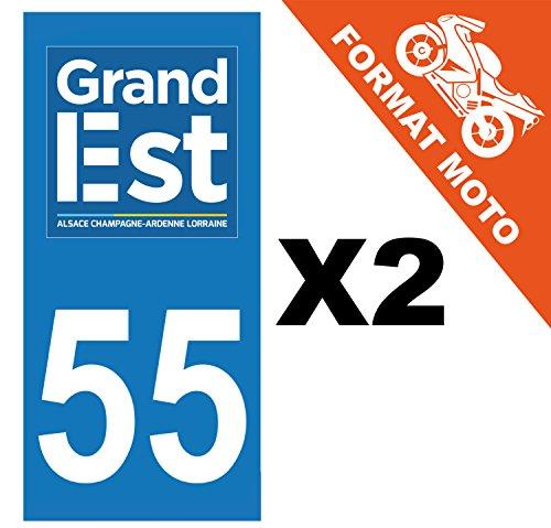 supstick 2 Stickers Autocollant Plaque IMMATRICULATION Moto DEPT 55 Grand Est Format rectangulaire - supstick.fr