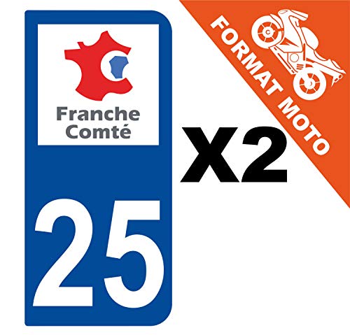 Supstick 2 Stickers Autocollants Plaques Immatriculation Moto Dept 25 Franche Comté Bleu Foncé 2 Angles Arrondis