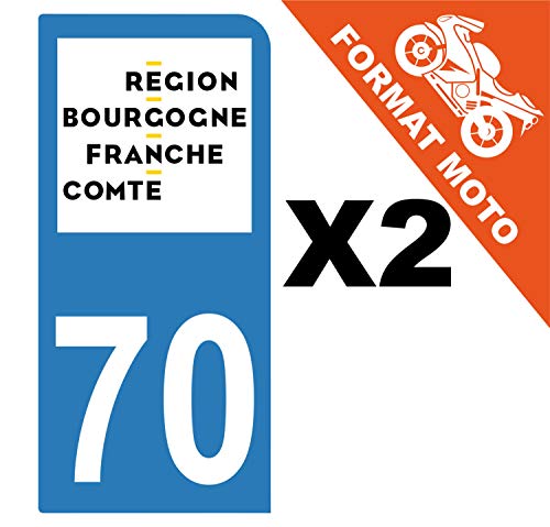 Supstick 2 Stickers Autocollants Plaques Immatriculation Moto Dept 70 Bourgogne Franche Comté Bleu Clair 1 Angle Arrondi