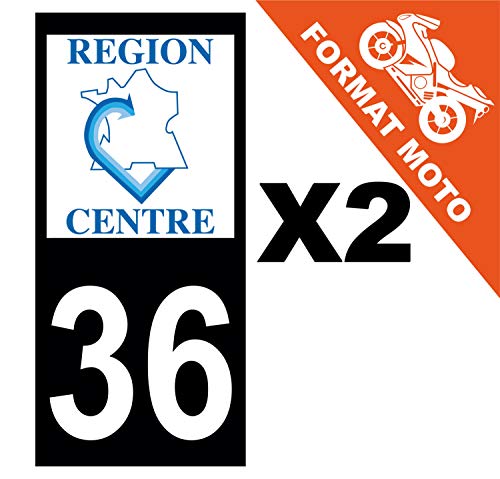 Supstick 2 Stickers Autocollants Plaques Immatriculation Moto Dept 36 Centre Noir Angles Carrés