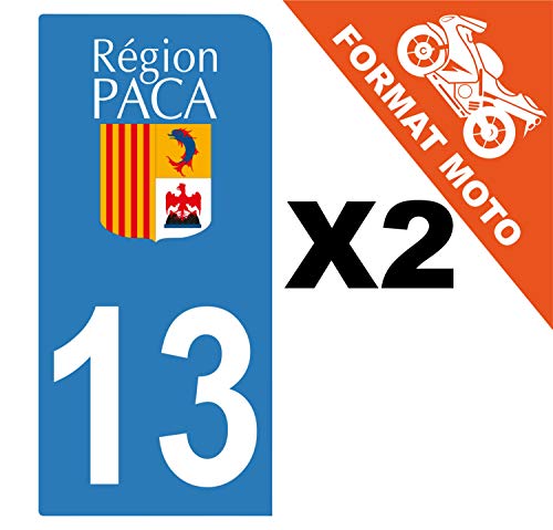 Supstick 2 Stickers Autocollants Plaques Immatriculation Moto Dept 13 Paca Bleu Clair 1 Angle Arrondi