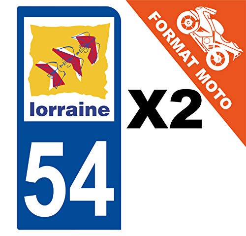 Supstick 2 Stickers Autocollants Plaques Immatriculation Moto Dept 54 Lorraine Bleu Foncé 1 Angle Arrondi