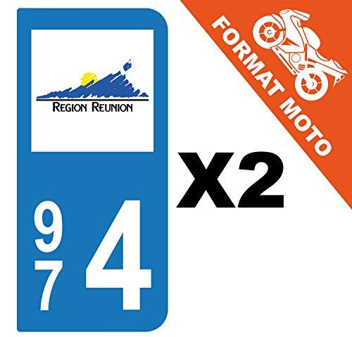 supstick 2 Stickers Autocollant Plaque IMMATRICULATION Moto DEPT 974 Région de La Réunion Format Arrondi - supstick.fr