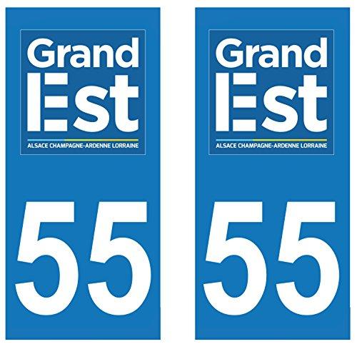supstick 2 STICKERS AUTOCOLLANT PLAQUE IMMATRICULATION DEPT 55 Grand Est format rectangulaire - supstick.fr