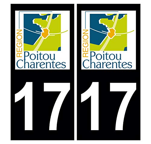 Supstick 2 Stickers Autocollants Plaques Immatriculation Auto Dept 17 Poitou Charentes Noir Angles Carrés