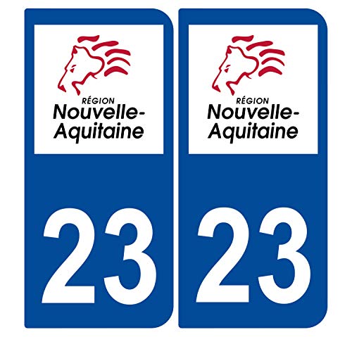 Supstick 2 Stickers Autocollants Plaques Immatriculation Auto Dept 23 Nouvelle Aquitaine Bleu Foncé Angles Arrondis