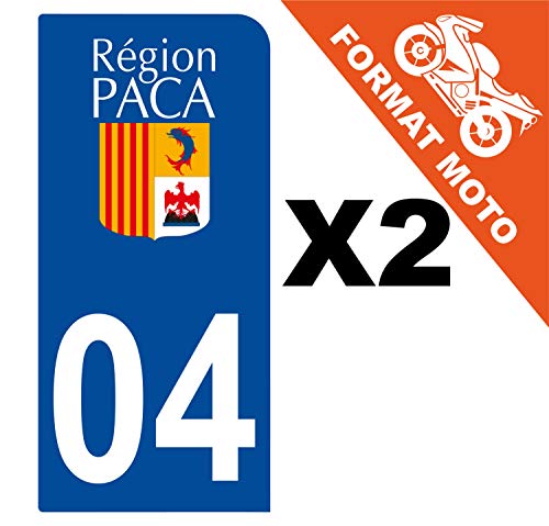 Supstick 2 Stickers Autocollants Plaques Immatriculation Moto Dept 04 Paca Bleu Foncé 1 Angle Arrondi
