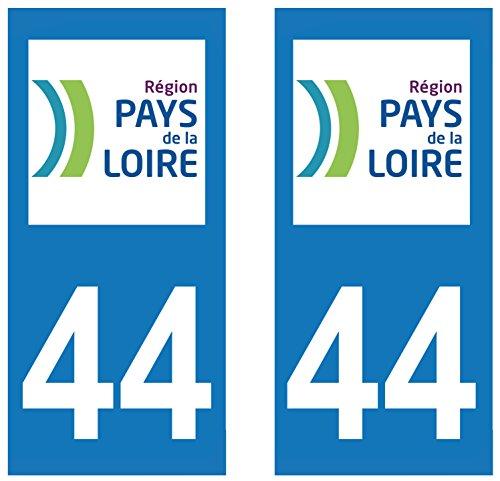supstick 2 STICKERS AUTOCOLLANT PLAQUE IMMATRICULATION DEPT 44 Région Pays de la Loire format rectangulaire - supstick.fr
