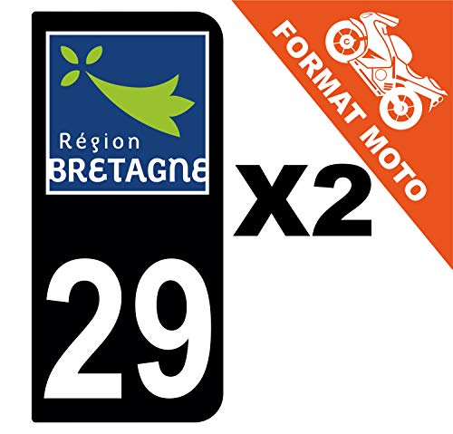 Supstick 2 Stickers Autocollants Plaques Immatriculation Moto Dept 29 Bretagne Noir 2 Angles Arrondis