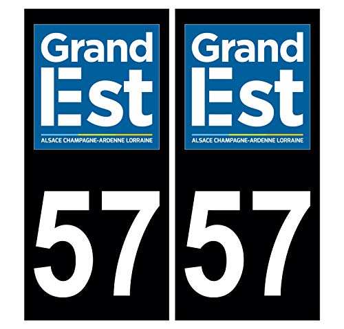 Supstick 2 Stickers Autocollants Plaques Immatriculation Auto Dept 57 Grand Est Noir Angles Carrés