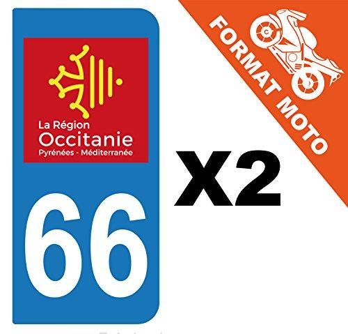 supstick 2 Stickers Autocollant Plaque IMMATRICULATION Moto DEPT 66 Région Occitanie - supstick.fr